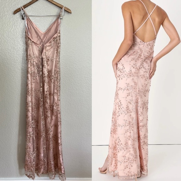 Blush Pink Sequin Backless Maxi Dress - Picture 3 of 10